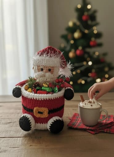 şaxta baba geyimləri: Yenil il temalı əl işi “Şaxta Baba” konteyneri - Material: əl ilə — 2