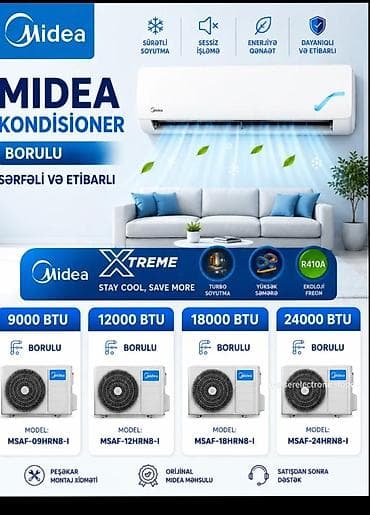 Kondisioner Midea, Yeni, 30-35 kv. m, Split sistem, Kredit var, Ödənişli quraşdırma