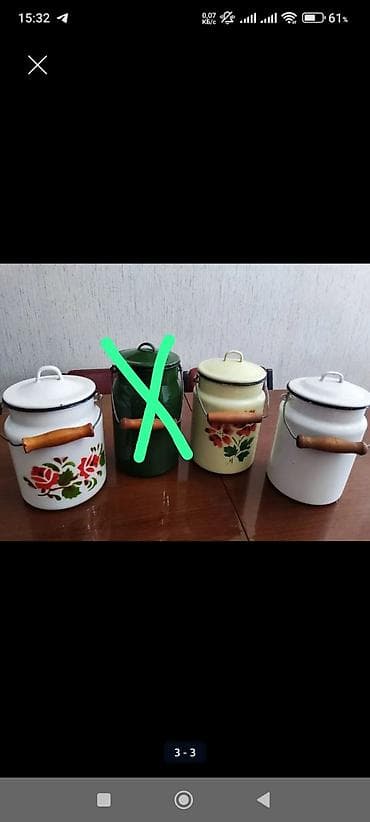 qara pp sekilleri: Emal örtüklü metal bidon/qablar dəsti - Material: emallı polad (qalın — 1