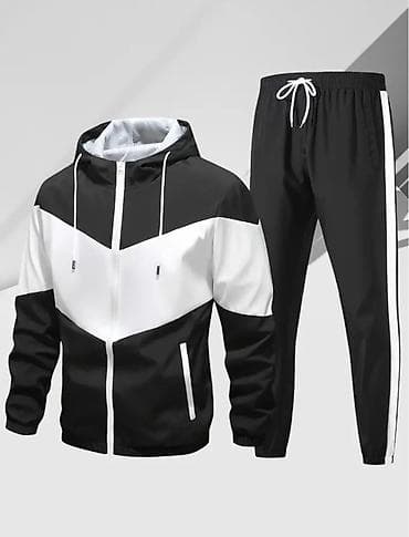 İdman dəsti – kapüşonlu üst və şalvar - Rənglər: qara-ağ və mavi-ağ
