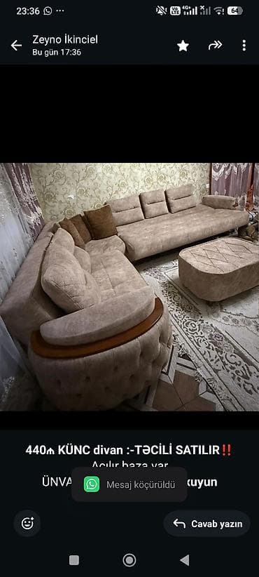 *440₼ KÜNC divan :-TƏCİLİ SATILIR*‼️ Açılır baza var ÜNVAN:-biləcəri