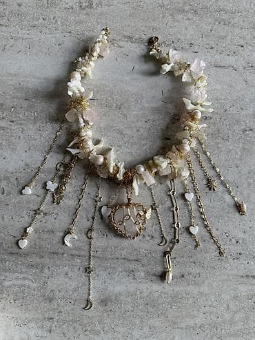 Сумки: Колье из натуральных камней (розовый кварц и перламутр). Новое 🆕 в — 4