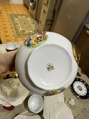 lipid cay: Çay dəsti, rəng - Göy, Farfor, 6 nəfərlik — 9