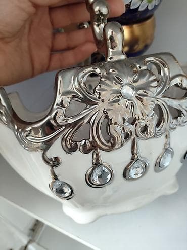 ağ xiyar: Dekorativ keramika səbətləri (2 ədəd dəst) - Material: Keramika - — 4