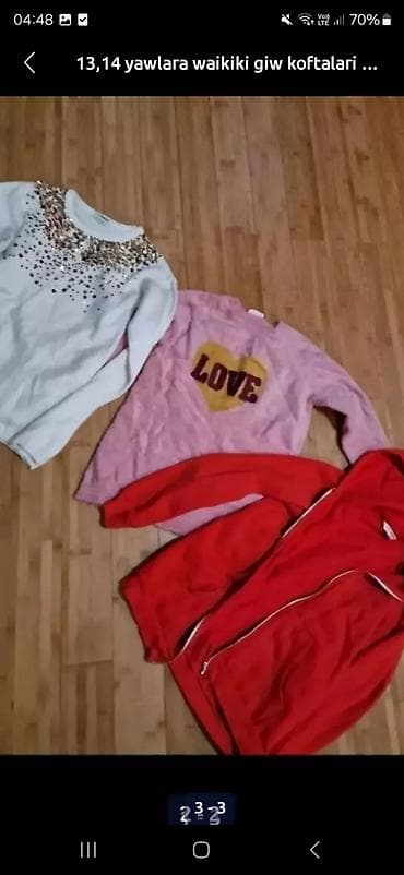 şaxta baba corabı: LC Waikiki qız geyimləri – 13-14 yaş - İdman dəsti: kapüşonlu, boz — 7