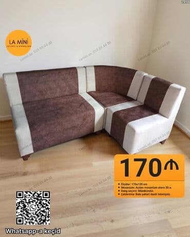 Sifarişlə oturacaqlar: Künc divan, Mətbəx üçün, Parça, Bazasız, Açılan — 1