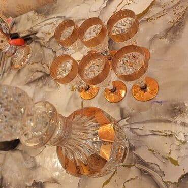 çay servis: Kişmişli qrafin və qədəh dəsti - Material: qalın kəsimli şüşə/kristal — 3