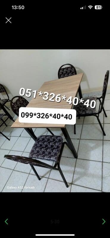 Masa və oturacaq dəstləri: Qonaq otağı üçün, Yeni, Açılan, Dördbucaq masa, 4 stul — 8