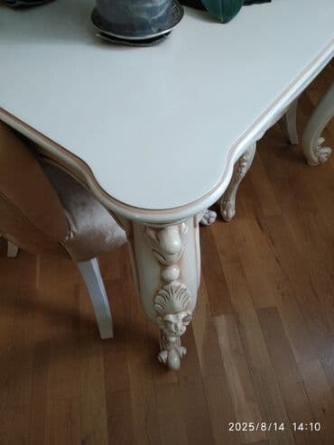 stol və stul: Qonaq otağı üçün, İşlənmiş, Açılmayan, Dördbucaq masa, 8 stul — 7