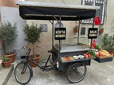 Оборудование для магазинов: Səyyar satış arabası – 3 təkərli velosipedlə - İstehsal: metal — 5