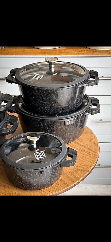 qazan dəsti: Qazan, rəng - Qara, Alüminium — 4