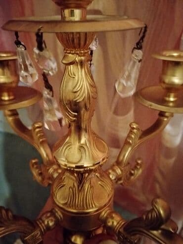 Digər ev dekoru: Möhkəm bürünc effektli, klassik üslubda şamdan/kandelyabr - 5 şam — 5