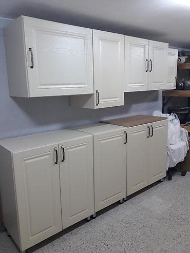 metbex mebel: Mətbəx dolabları dəsti - Rəng: krem/ivory, klassik frezeli qapılar - — 2