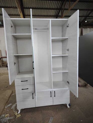 metbex şkafi: Yeni, Açılan, 3 qapılı Düz dolab, Qarderob, paltar dolabı — 45