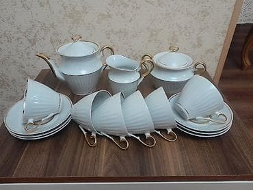 dəm caydanı: Çay dəsti, rəng - Ağ, Farfor — 1