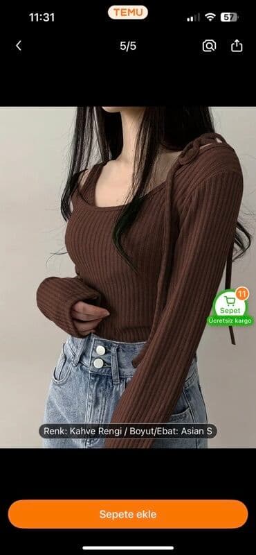 köynekler: Qadın trikotaj bluz – kahvə rəngi Temudan alınıb (öz qiyməti 20 azn) — 3