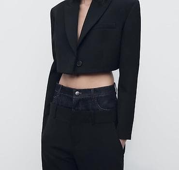 ZARA qısa blezer – qara rəng - Model: qısaldılmış (crop) blezer