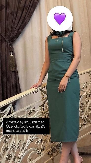 S razmer qadın geyimləri – xüsusi tikili kolleksiya - Yaşıl qolsuz