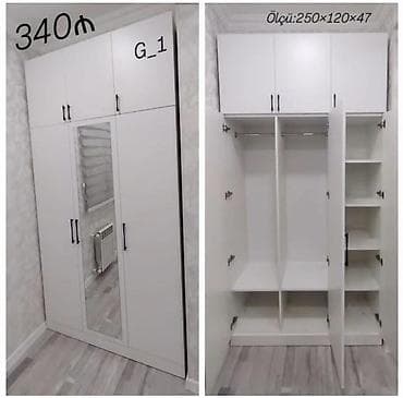 Мебель для дома: Ağ rəngli qapalı paltar dolabı - Model: G_1 - Ölçü: 250 × 120 × 47 sm — 1