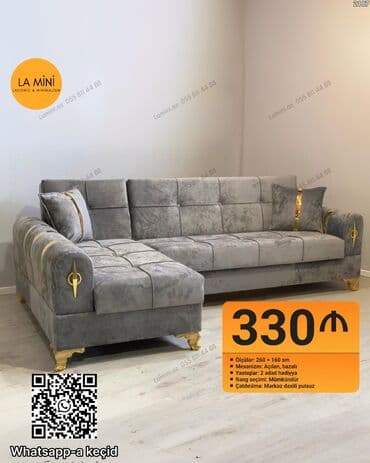 Künc divan, Açılan, Bazalı, Vеlur parça, Şəhərdaxili pulsuz çatdırılma