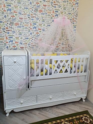 akustik panel: Oğlan və qız üçün, Dördbucaq, Beşik, Dəst ilə, Matrassız, Yellənmə mexanizm ilə — 1