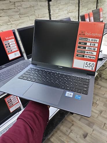 ucuz notbuk: Huawei noutbuk – 14" FHD IPS ekran, Intel Core i3-1215U prosessor, 8 — 1