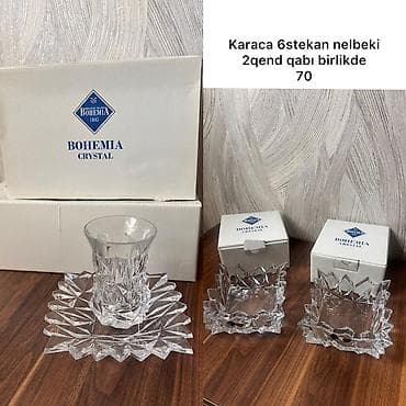 servis desti: Çay dəsti, Xrustal, Bohemia, Çexiya — 1