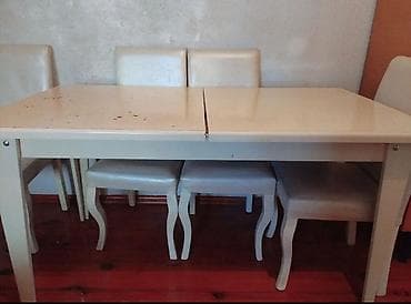 Mətbəx üçün, İşlənmiş, Açılan, Dördbucaq masa, 4 stul