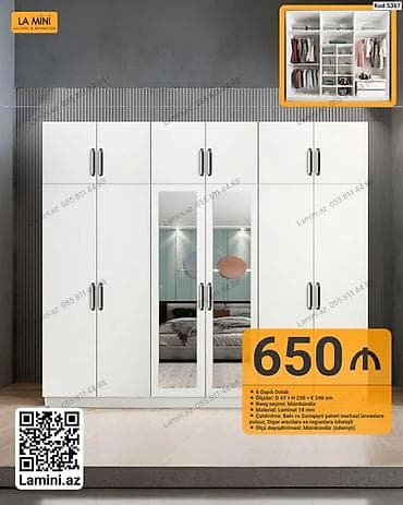 bal: La Mini 6 qapılı paltar dolabı – lakonik və minimalist dizayn - Model — 1