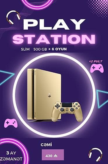 plesteşin: PlayStation Slim oyun konsolu - Yaddaş: 500 GB - Daxili: 6 oyun - — 1