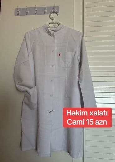 açıq kürəkli gecə geyimləri: Ağ rəngli, uzunqol tibbi xalat, rahat istifadə üçün nəzərdə — 1