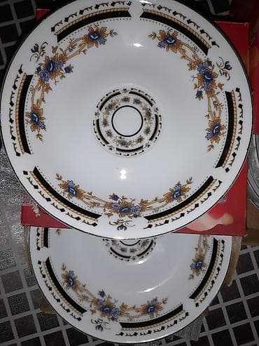 Boşqablar, 12 ədədli dəst, rəng - Ağ, Kobalt