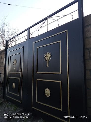 qapi darvaza: İşlənmiş Dəmir Həyət darvazası, Yana açılan, Mexaniki, Qapı ilə, rəng - Qara, Kredit yoxdur, Ödənişli çatdırılma — 6