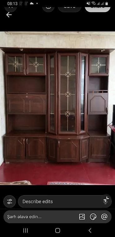 bufet biləcəri: Klassik üslubda iri ölçülü divar qəlibi/vitrin mebeli. - Material — 1