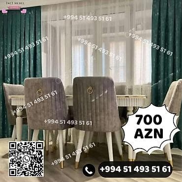 tek dolablar: Qonaq otağı üçün, Yeni, Açılmayan, Dördbucaq masa, 6 stul — 1