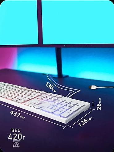 ipad pro 4: SmartBuy ağ rəngli tam ölçülü klaviatura - Arxa işıqlandırma: RGB — 2