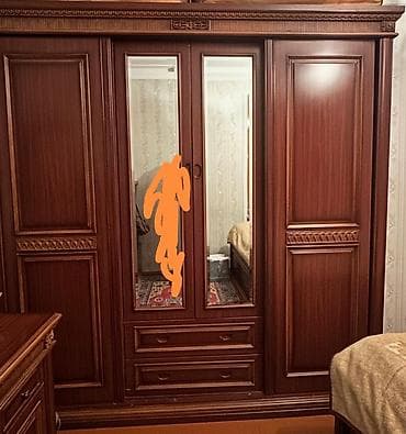 dolab parça: Klassik üslubda yataq otağı mebel dəsti - Geniş 4 qapılı qarderob — 1