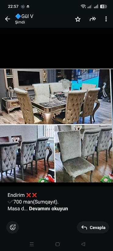 stulllar: Endirim ❌❌ ✔️700 man(Sumqayıt). Masa desti. YENİDİR ‼️ 6 — 1