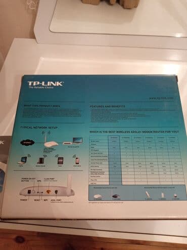 router: TP-LINK
1-Port 150Mbps
Wireless N ADSL2+
Modem Router — 5