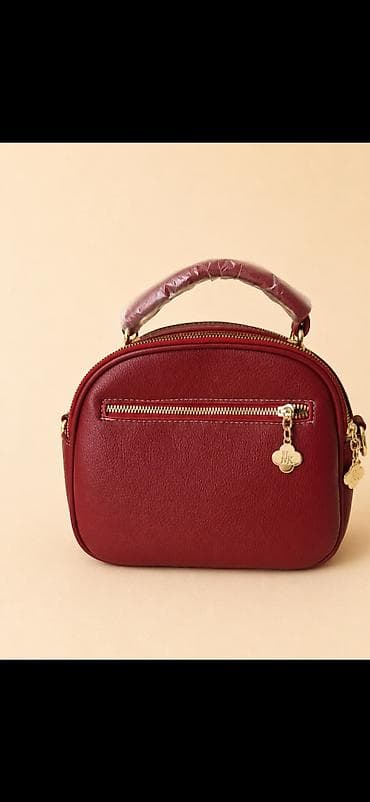Bordo rəngli qadın çantası - Material: teksturalı süni dəri - Rəng — 3