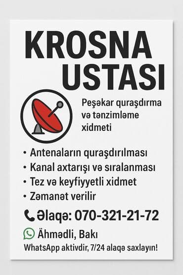 Peyk antenalarının quraşdırılması | Quraşdırılma, Tənzimlənmə, Təmir lalafo.az -da Peyk antenalarının quraşdırılması | Quraşdırılma, Tənzimlənmə, Təmir