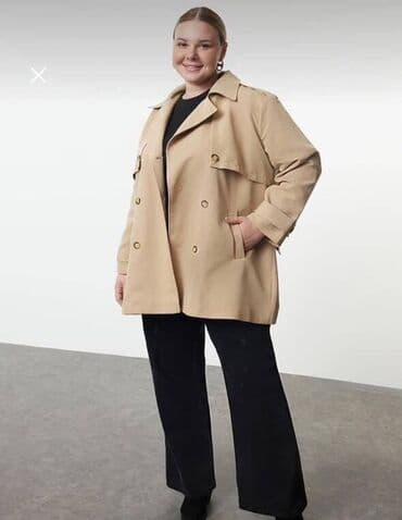 trenc: Plaş, Trendyolmilla, 4XL, rəng - Bej — 2