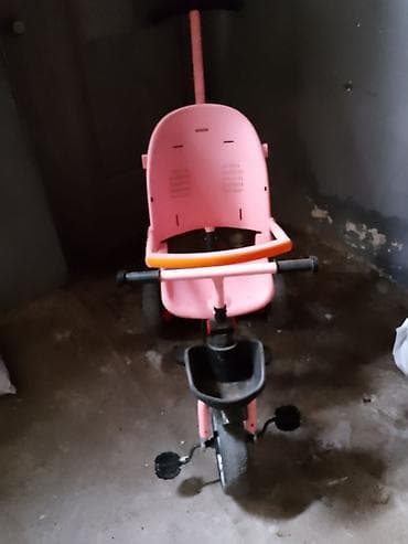 Детские велосипеды: Uşaq üçtəkərli velosipedi – itələmə saplı - Rəng: çəhrayı - 3 təkərli — 2