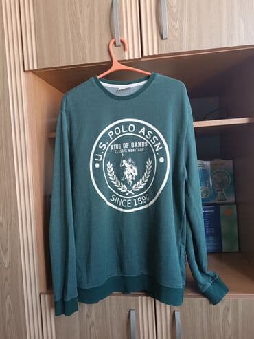 зеленая мужская кофта: Svitşot, U.S. Polo Assn, L, rəng - Yaşıl — 1