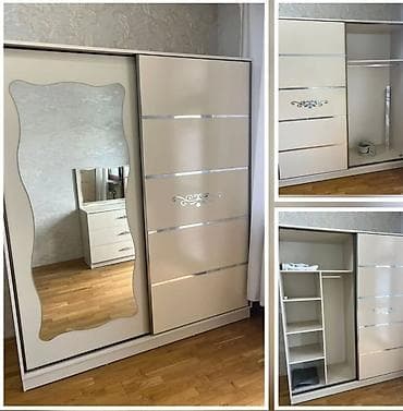 İşlənmiş, 2 qapılı, Güzgülü, Bej, Digər material, Kupe, Düz dolab