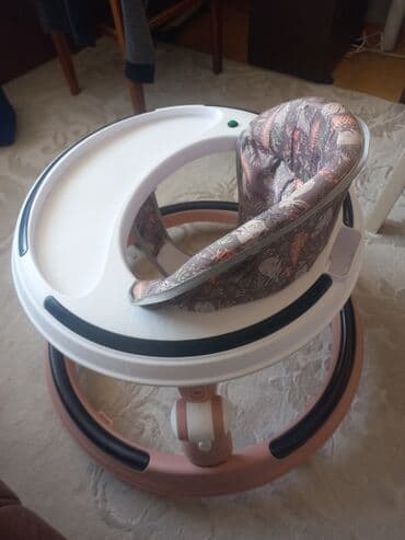 qidalandırmaq üçün uşaq stul yelləncək: Körpə yürütəci – dairəvi baza və yemək/tray masası ilə - Rəng — 5