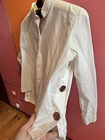 Bebe Plus qadın köynəyi - Rəng: ağ - Model: klassik yaxalıqlı — 4