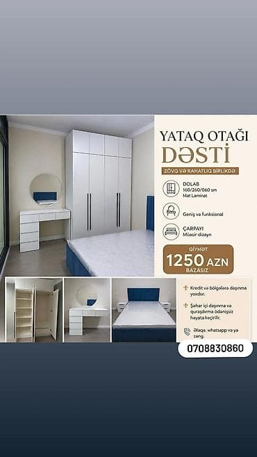 Yataq otağı dəsti – zövq və rahatlıq birlikdə Tərkib: - Dolab