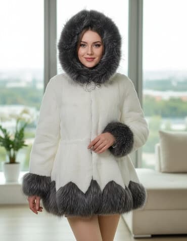 marmotdan qadın şubaları: Kürk, S, rəng - Ağ — 1