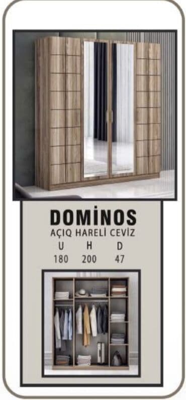 Yeni, 4 qapılı Düz dolab, Qarderob, paltar dolabı